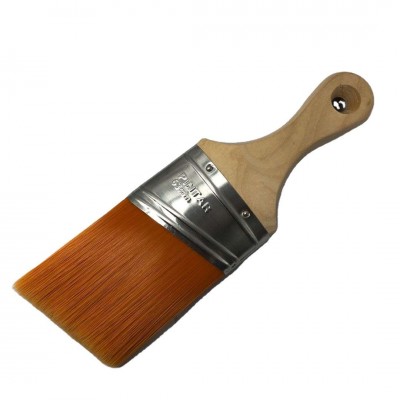 Short  Birch Handle  Angled Sash Oval Shoulder Round End  Nylon 2in Paint Brush