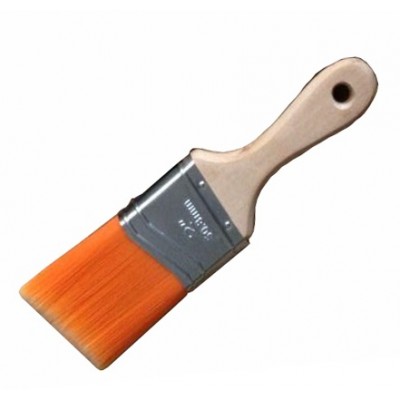 Short  Birch Handle  Angled Sash Oval Shoulder Round End   Nylon 2in Paint Brush