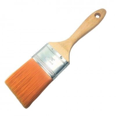 Short  Beech Handle  Flat Sash Oval Shoulder Round End   Nylon 2 1/2in Paint Brush