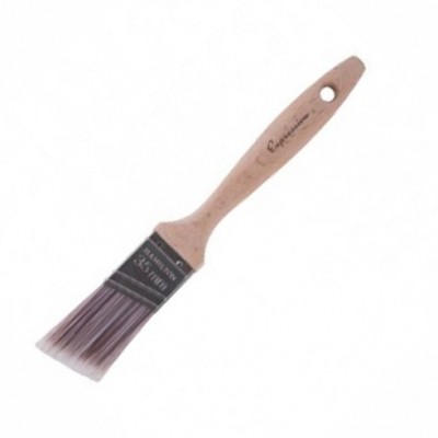 Beaver Tail Beech Handle Flat Sash Square Shoulder Flat End Synthetic 1 1/2in Paint Brush